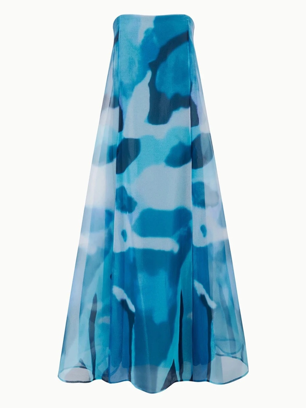 STAUD 🌟Strapless Maxi Gown Allyson Blue Haze Watercolor Maxi Dress EUC 👀😍 - Picture 3 of 7